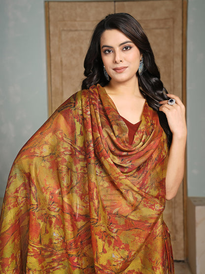 Vasthrlay Floral Saree in Classic with refined chiffon ethnic appeal