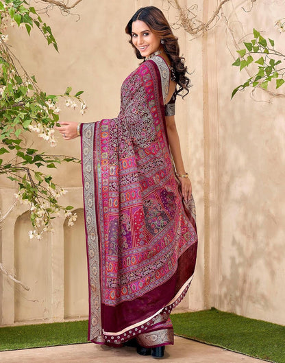 Vasthrlay Red Printed saree for ceremony and occasion wear