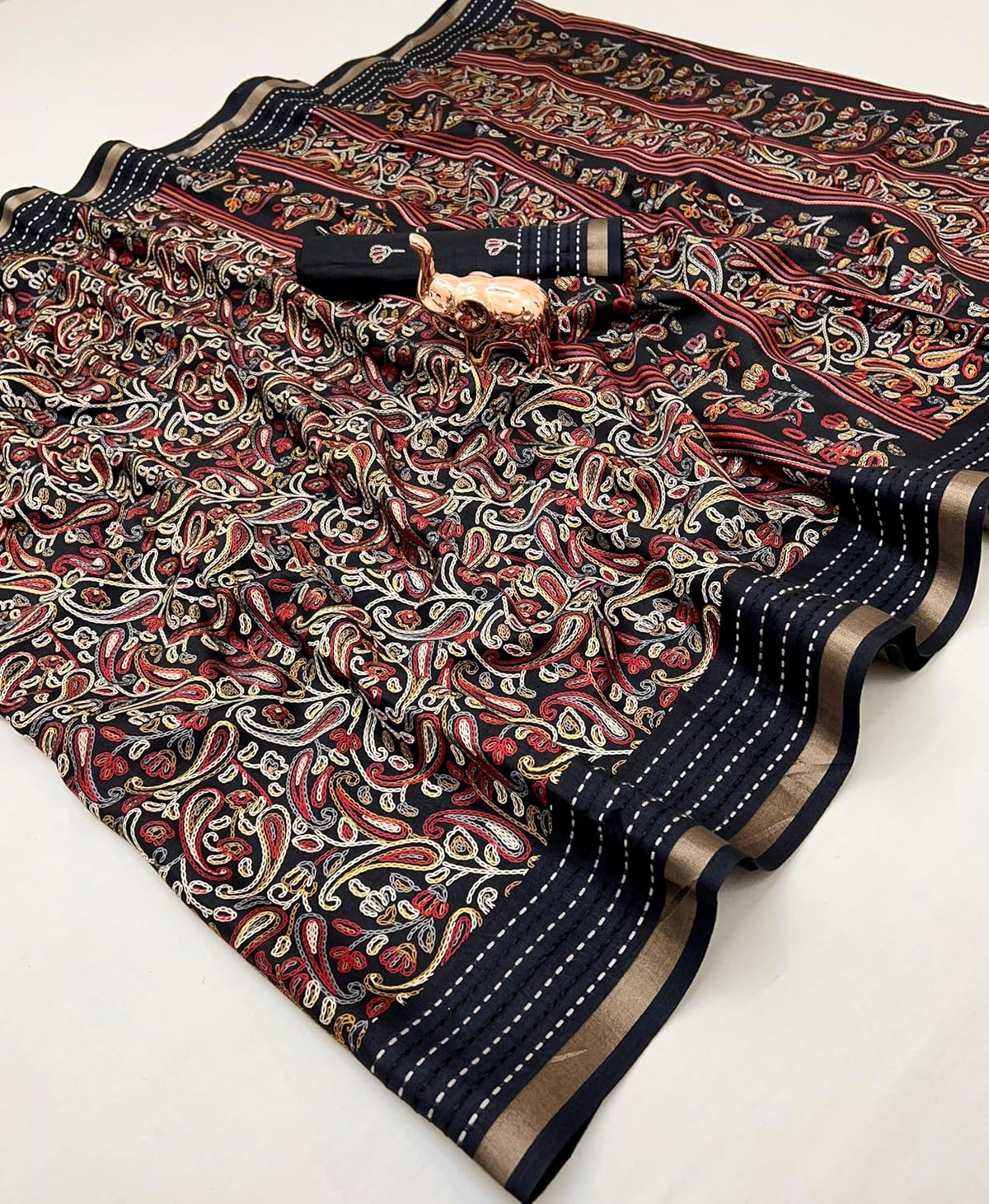 Vasthrlay Classic Floral Saree with elegant Tussar styling