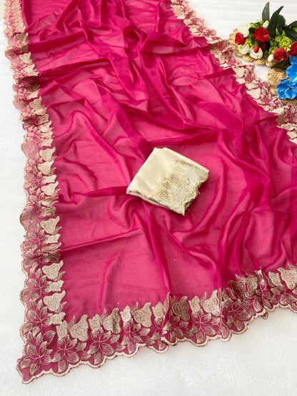 Vasthrlay Embroidery Saree in Classic with refined georgette ethnic appeal