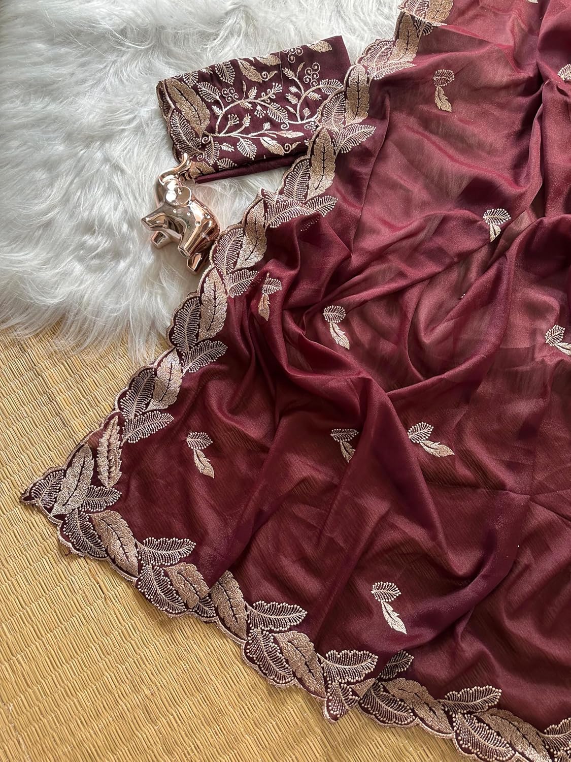 Vasthrlay Georgette Classic Saree with decorative Embroidery design