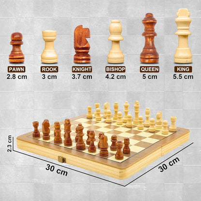 VGRASSP Foldable Wooden Magnetic Chess Board Set 12 Inch