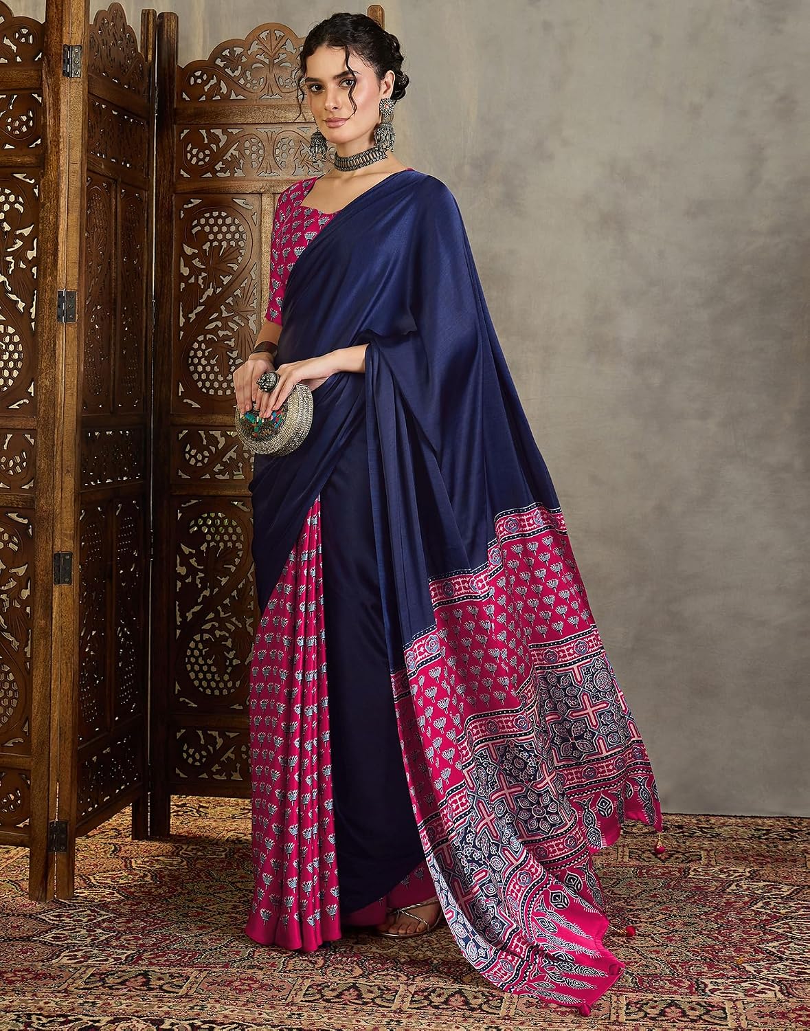 Vasthrlay ethnic saree in Maroon colour for festive occasions