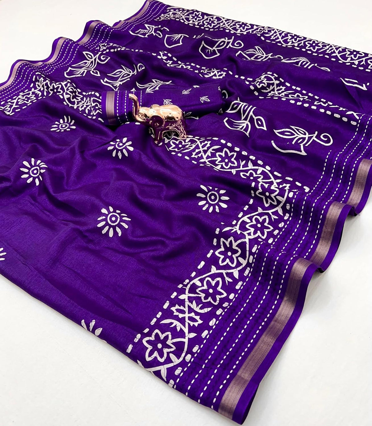 Vasthrlay Classic Floral Saree with elegant Tussar styling