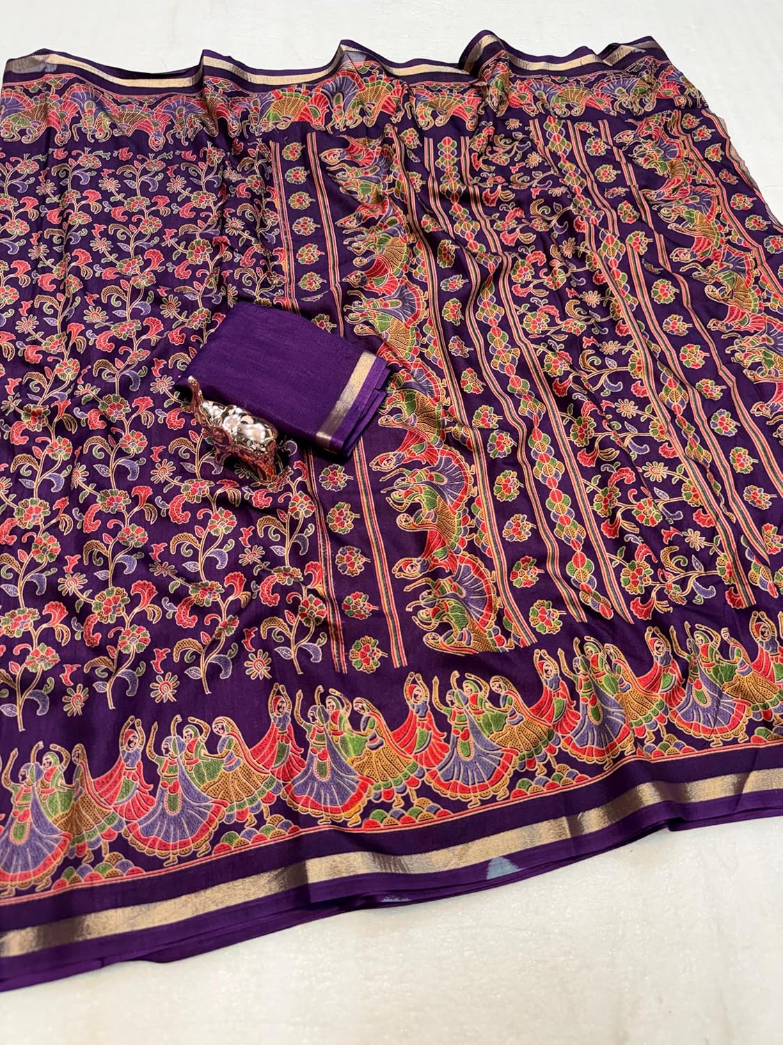 Vasthrlay Classic Kalamkari Saree with elegant Tussar styling