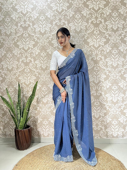 Vasthrlay Georgette Classic Saree with decorative Traditional design