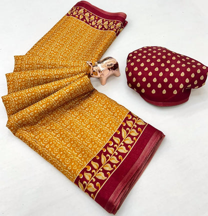 Vasthrlay Ethnic Navy Blue Saree with decorative Kalamkari design