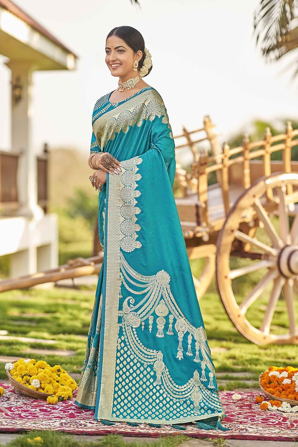 Vasthrlay Banarasi Classic Saree with decorative Traditional design