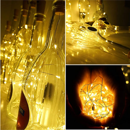 StarryMine Cork Bottle Lights 12 Pack 20 LED Battery Powered Warm White