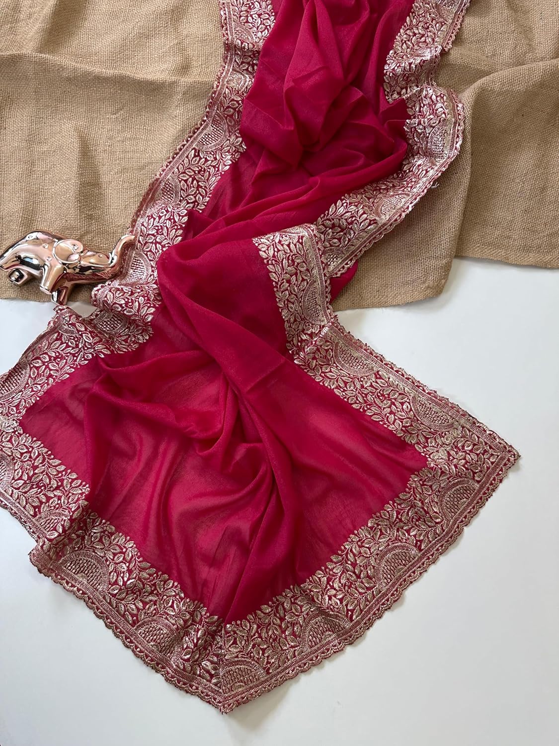 Vasthrlay Georgette Classic Saree with decorative Embroidery design