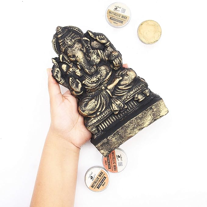 Natural Clay Ganesha Idol Making Mold DIY Kit Metallic Wax - PUSHMYCART