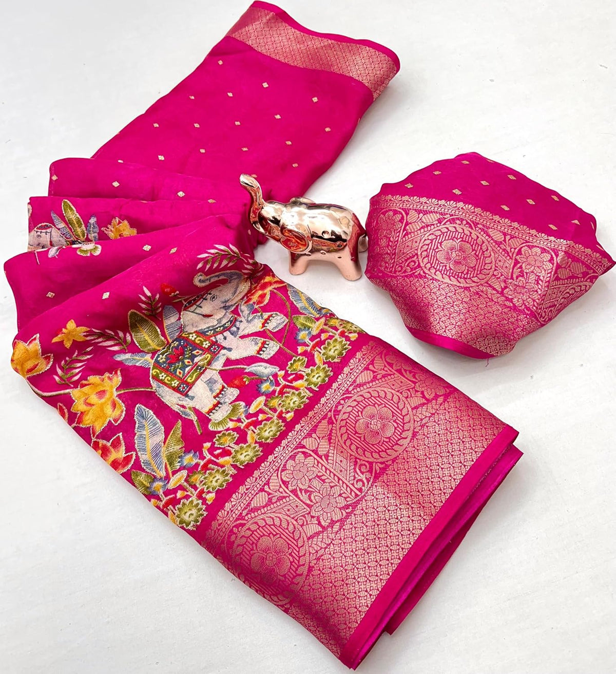 Vasthrlay Georgette Classic Saree with decorative Kalamkari design