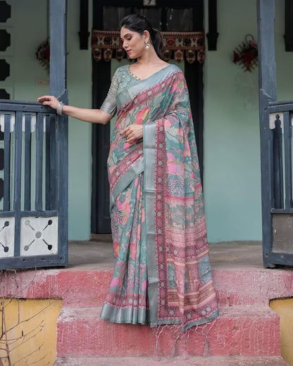 Vasthrlay Printed Saree in Classic with refined ethnic ethnic appeal