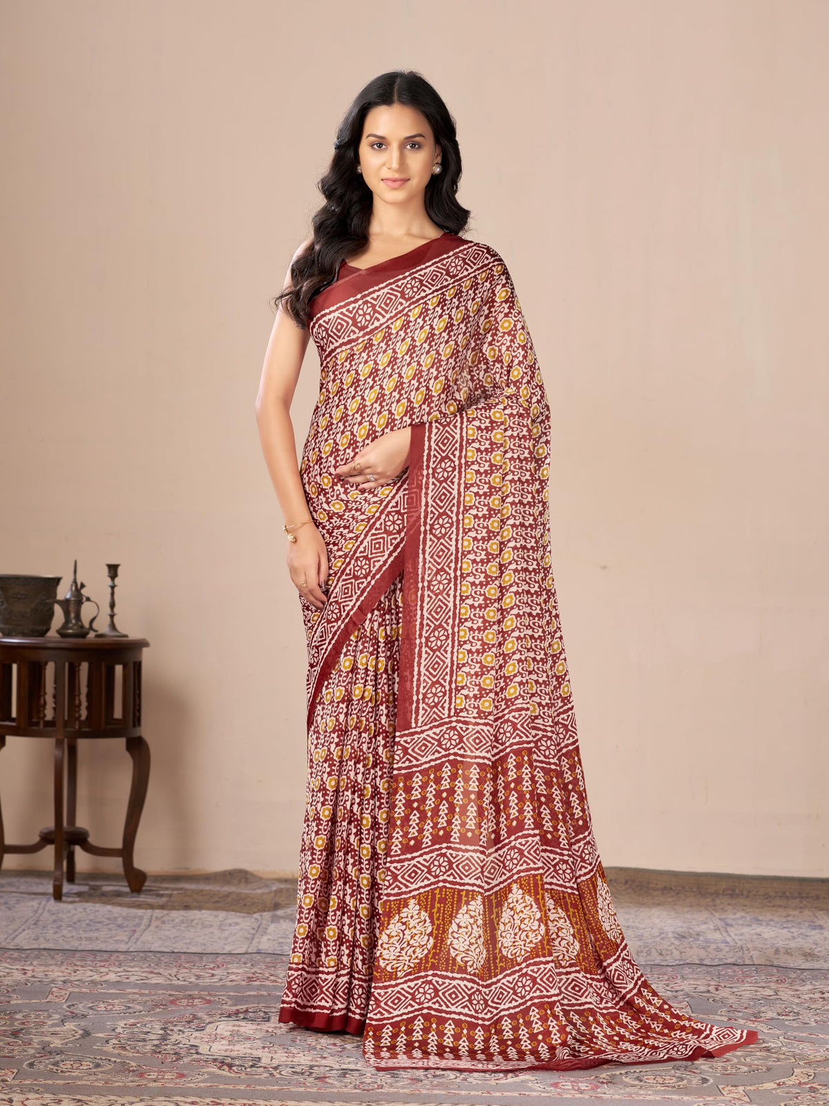 Vasthrlay Georgette Classic Saree with decorative traditional design