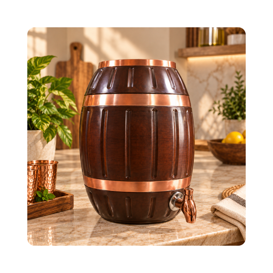 Pure Copper Antique Barrel Water Dispenser 10 Litre