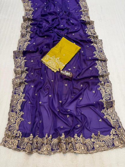 Vasthrlay Classic Embroidery Saree with elegant Georgette styling