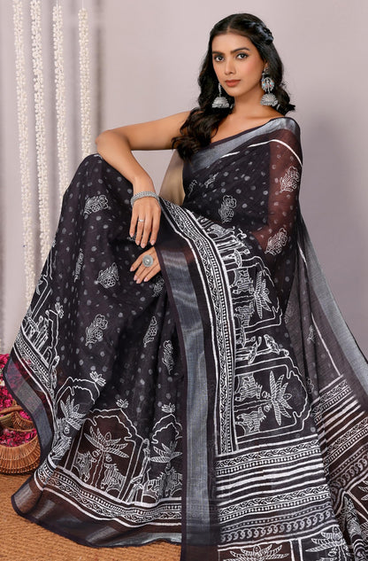Vasthrlay Printed Saree in Classic with refined cotton ethnic appeal