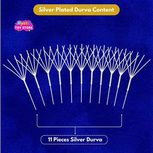 11 Pcs Silver Durva for Ganpati Home Mandir Office Pooja Haar Judi Items - image 2