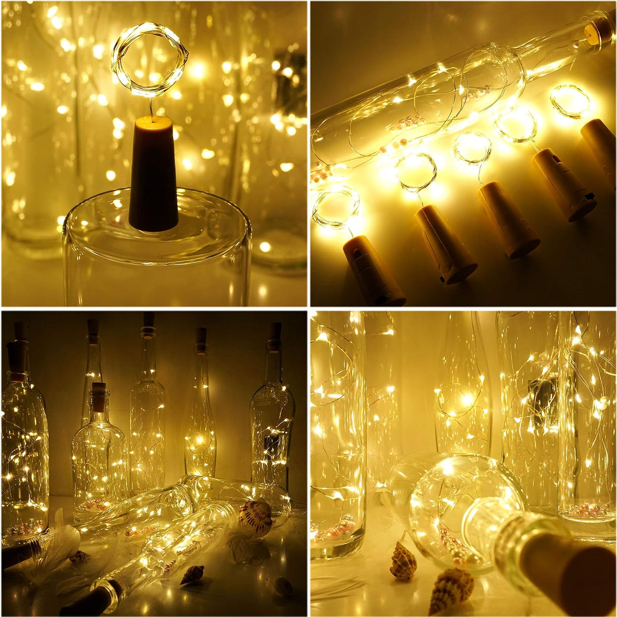 StarryMine Cork Bottle Lights 12 Pack 20 LED Battery Powered Warm White