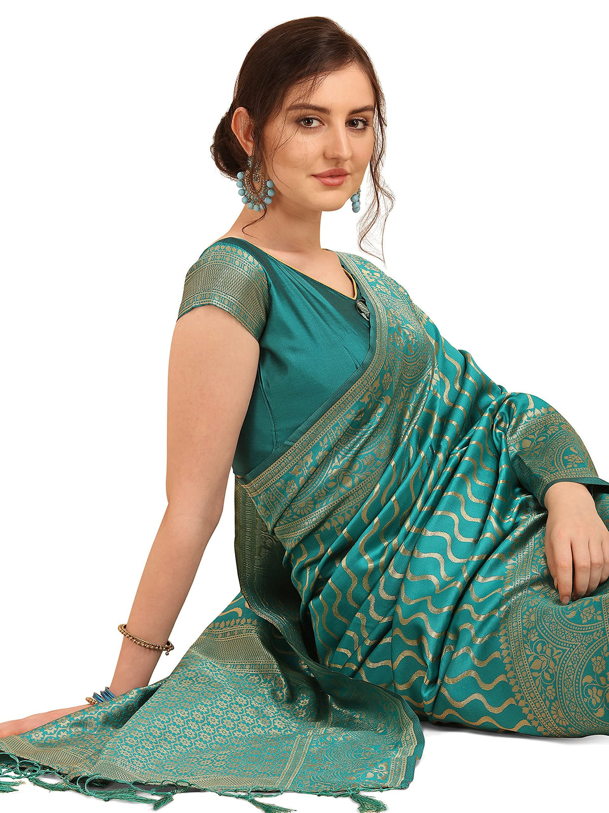 Vasthrlay Gold Traditional Saree with elegant ethnic styling