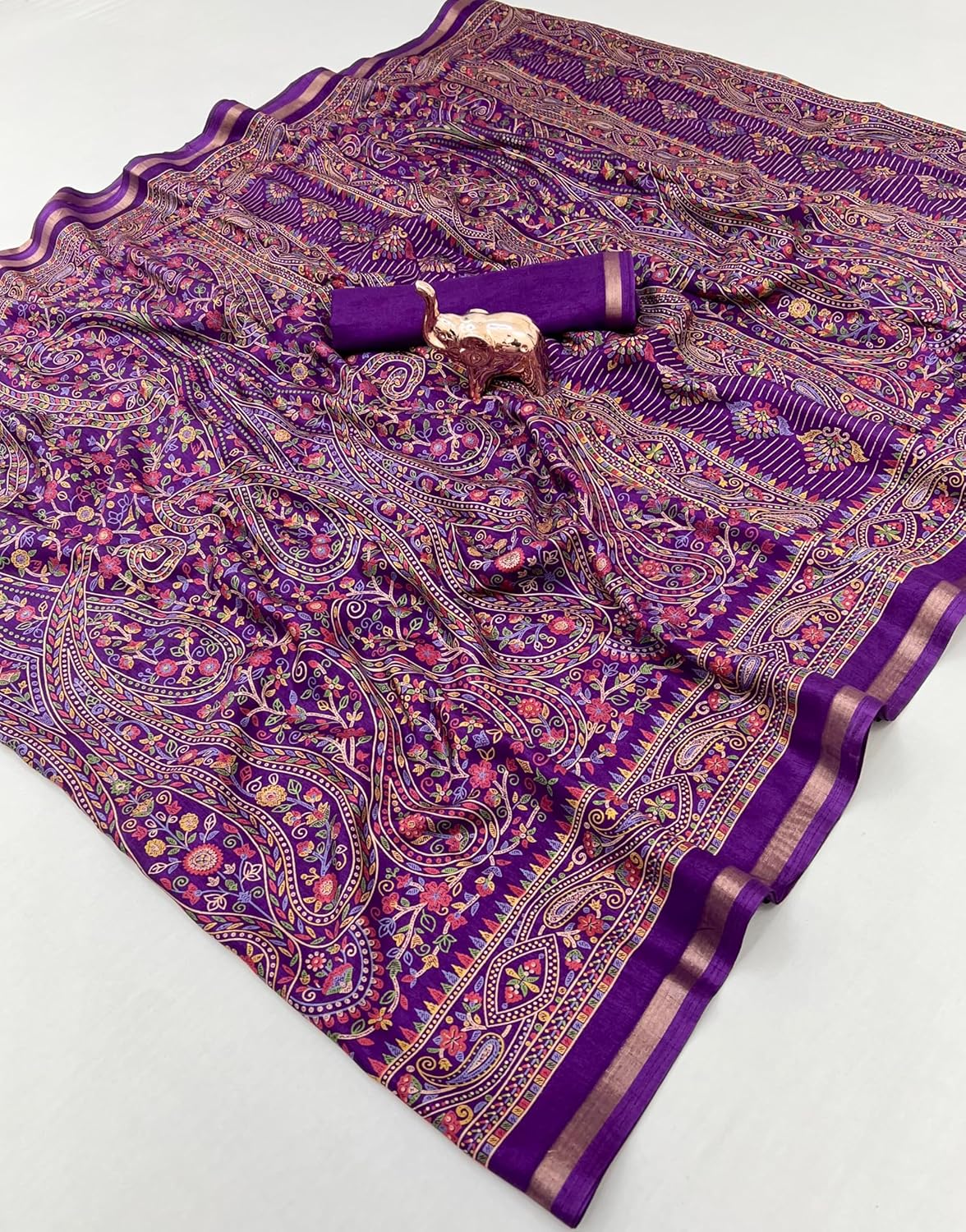 Vasthrlay Classic Kalamkari Saree with elegant Tussar styling