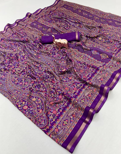 Vasthrlay Classic Kalamkari Saree with elegant Tussar styling