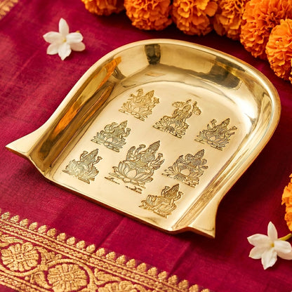 Anciently Ashtalakshmi brass muram on red silk
