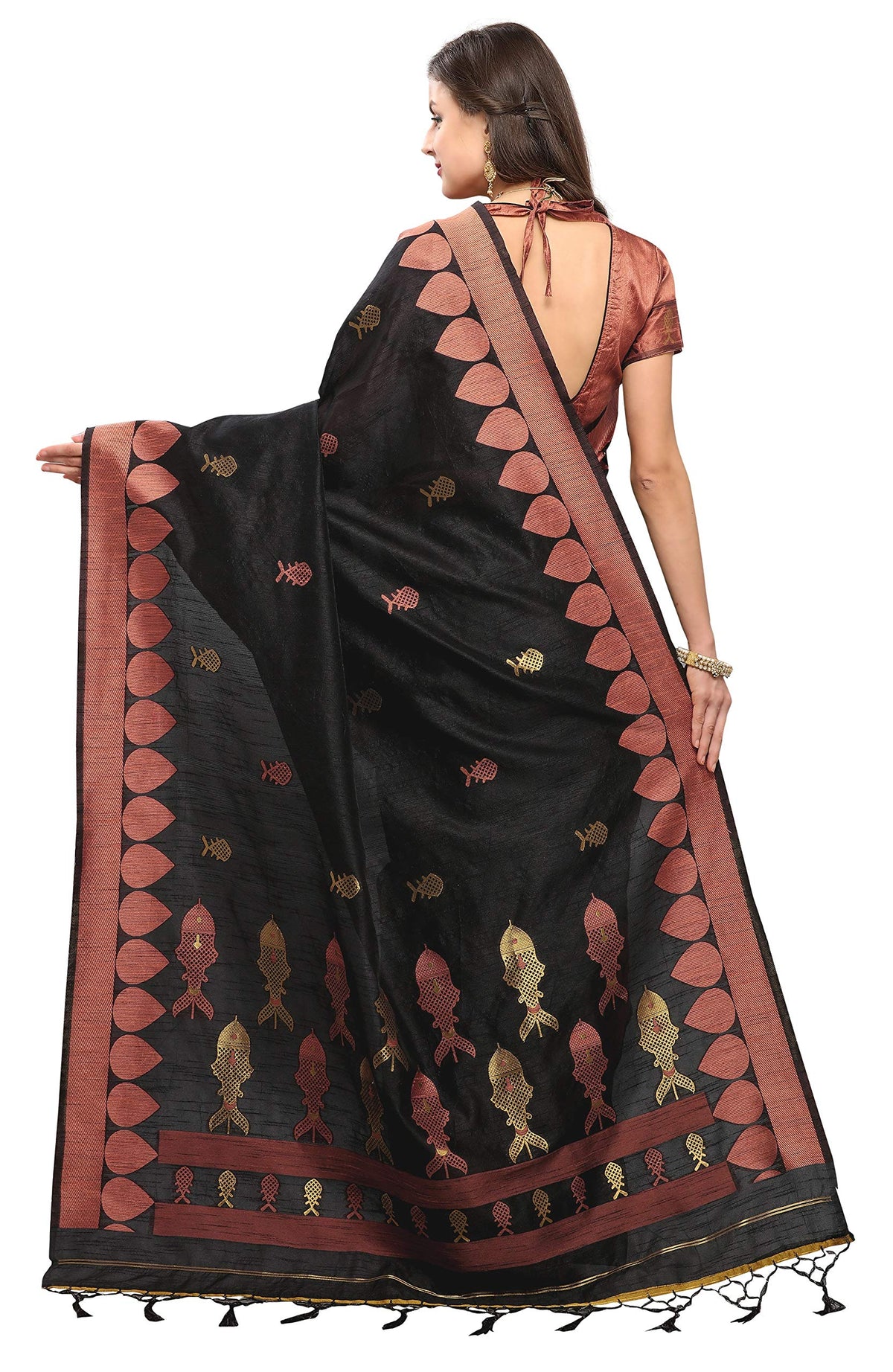 Vasthrlay Black Traditional Saree for wedding and party wear styling