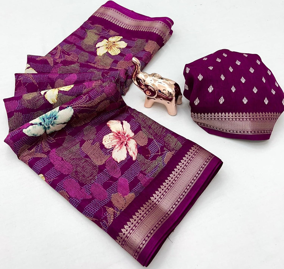 Vasthrlay Tussar Classic Saree with decorative Floral design