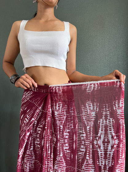Vasthrlay Georgette Maroon Saree with decorative printed design