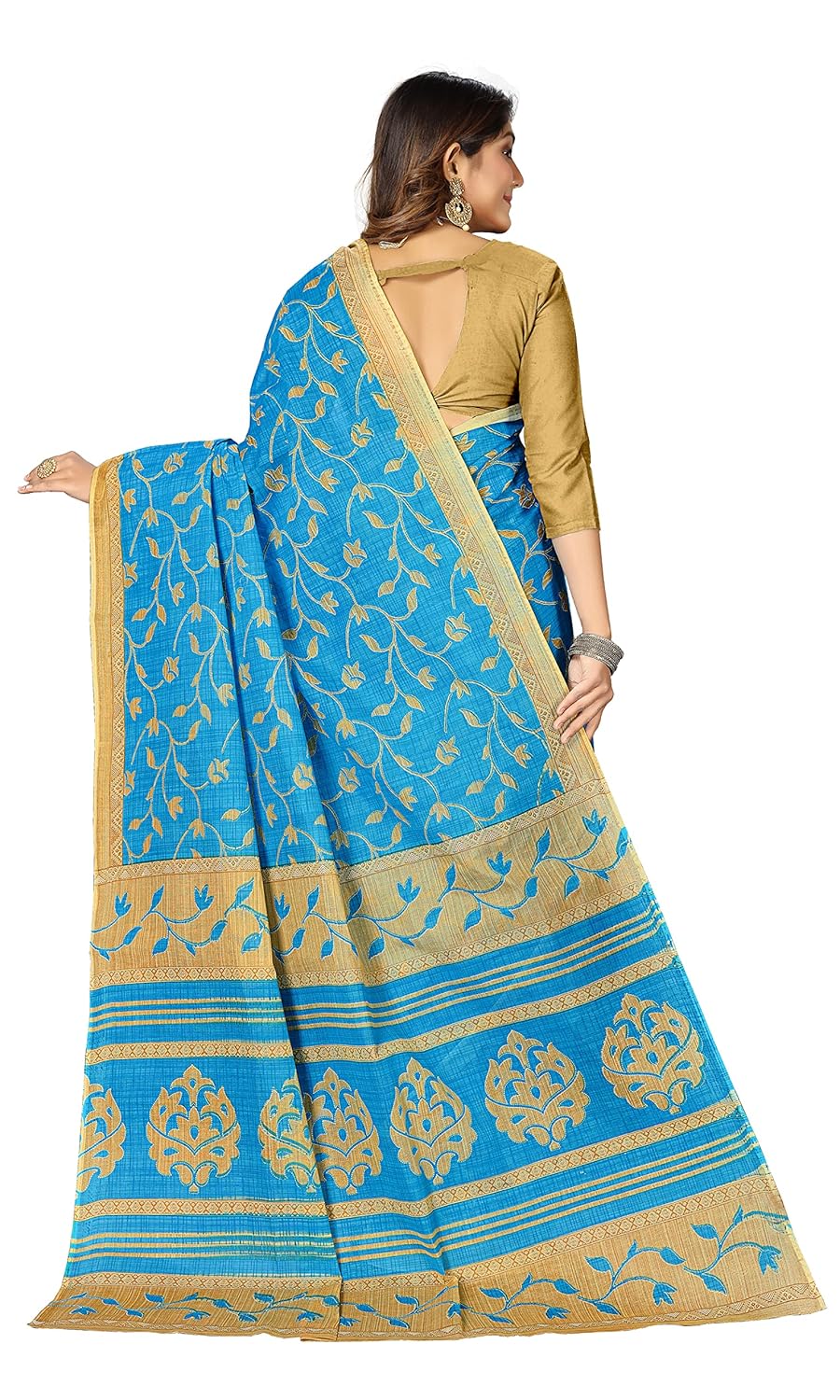 Vasthrlay Blue Saree with elegant cotton and traditional styling