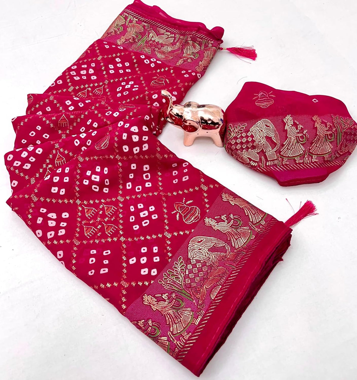 Vasthrlay Georgette Classic Saree with decorative Kalamkari design