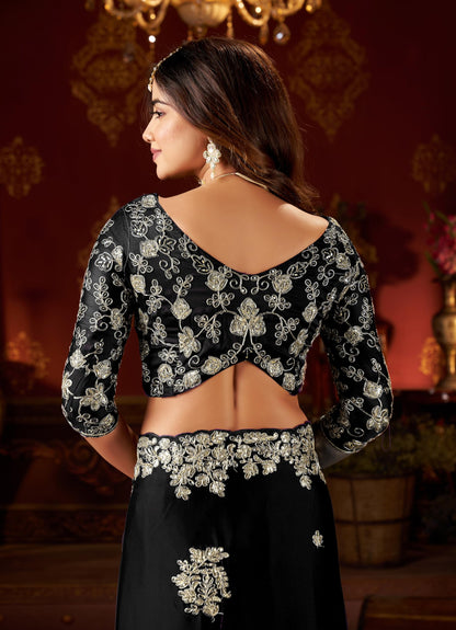 Vasthrlay Silver Embroidery Saree with elegant ethnic styling