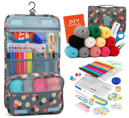 130 Pcs Premium Crochet Knitting Kit for Beginners Crochet Kit Set with Yarn, Hooks - image 1