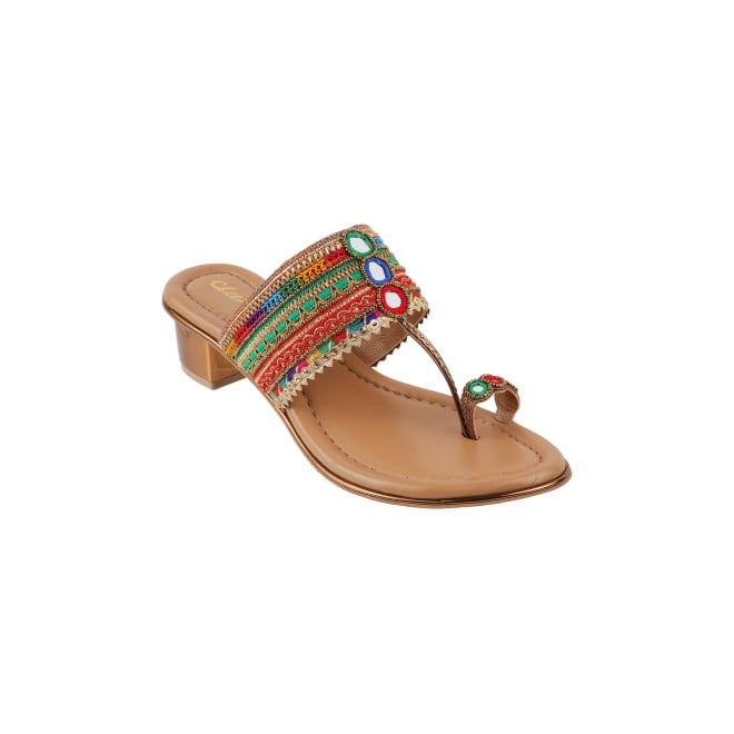 Cheemo Ethnic Block Heel Kolhapuris for Women Style 92-157