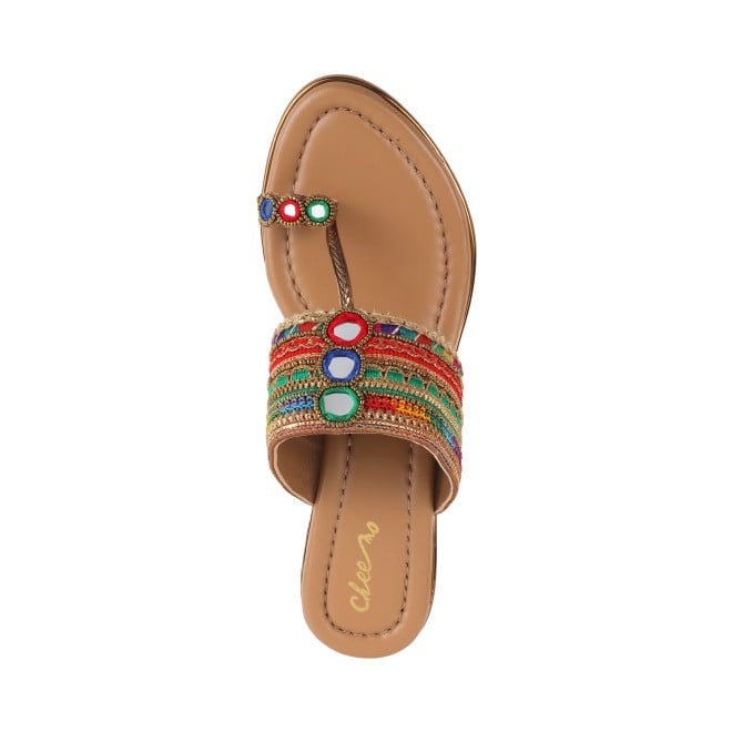 Cheemo Ethnic Block Heel Kolhapuris for Women Style 92-157