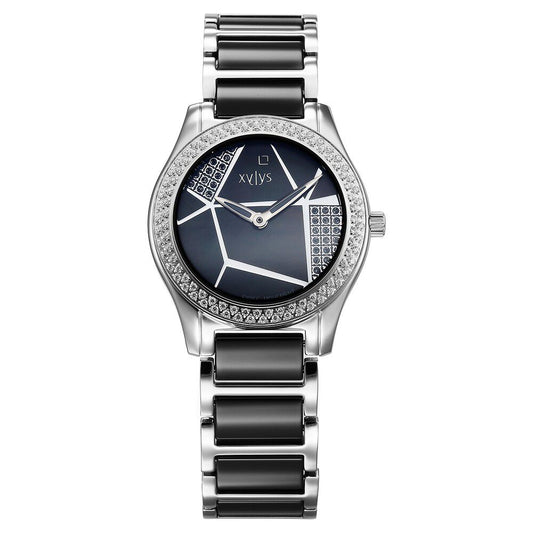 Xylys Shimmer Swiss Analog Steel and Ceramic Mother of Pearl Black Dial Watch for Women - image 1
