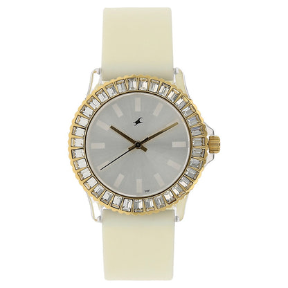 Fastrack Quartz Analog Silver Dial Plastic Strap Watch for Girls