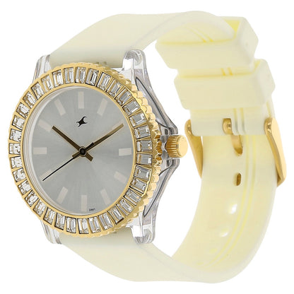 Fastrack Quartz Analog Silver Dial Plastic Strap Watch for Girls