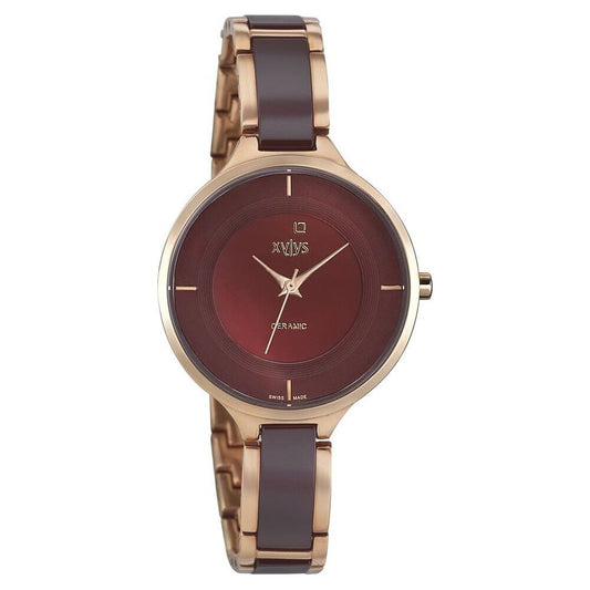 Xylys Seraphina Swiss Analog Steel and Ceramic Mother of Pearl Red Dial Watch for Women - image 1