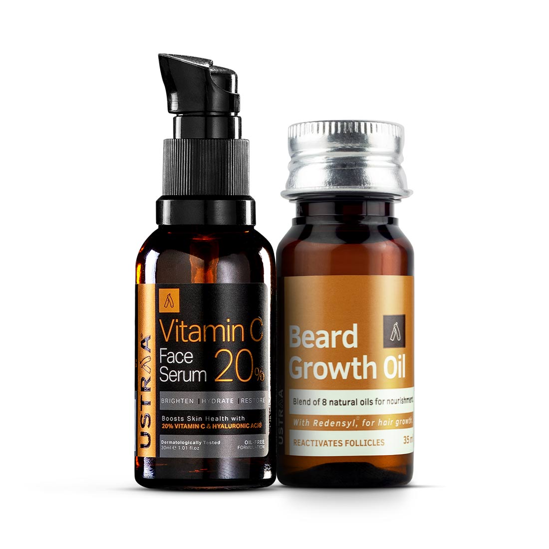 USTRAA Vitamin C Face Serum & Beard Growth Oil