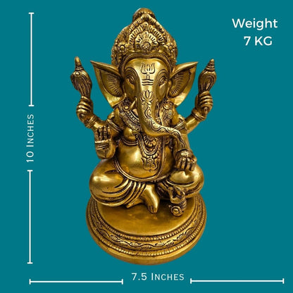 Tamas Brass Ganesha Statue/Idol(Golden) - PUSHMYCART