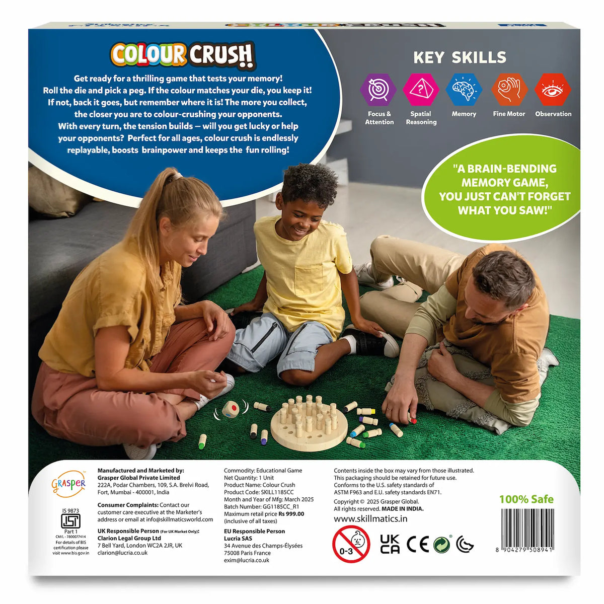 Skillmatics Colour Crush Thrilling Memory Game Ages 4 and Up