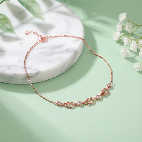 Giva Rose Gold Heart Anklet