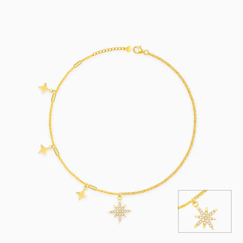 Giva Golden North Star Anklet