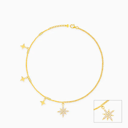 Giva Golden North Star Anklet