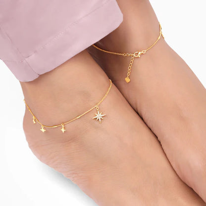 Giva Golden North Star Anklet