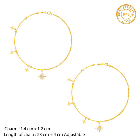 Giva Golden North Star Anklet