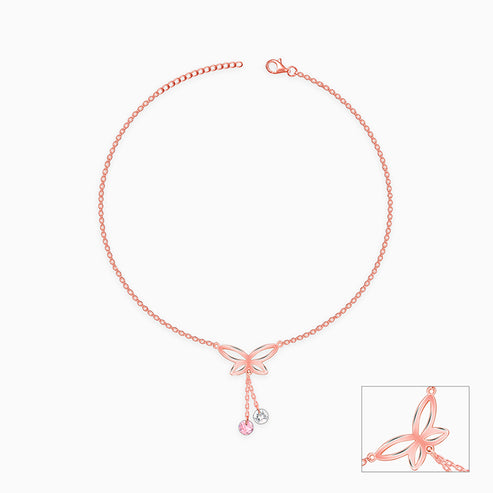 Giva Rose Gold Butterfly Dance Anklet