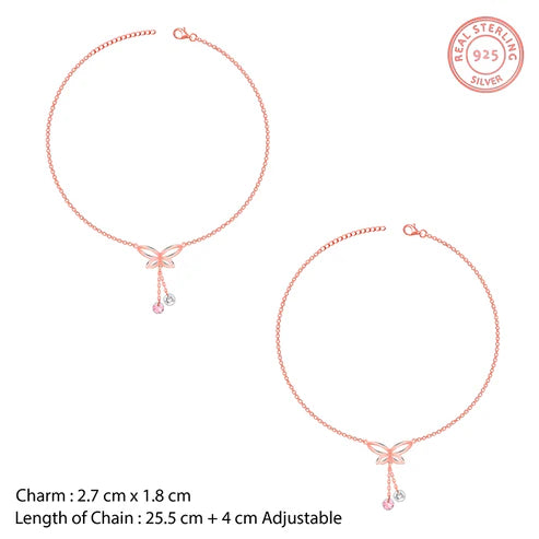 Giva Rose Gold Butterfly Dance Anklet